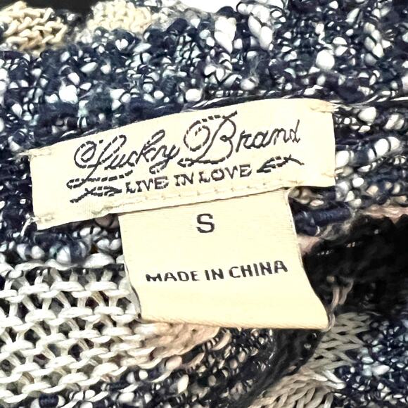 Lucky Brand SMALL Striped Loose Knit Notched V-Neck Short Sleeve Sweater - Picture 9 of 12